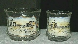 Vintage Byers,  Kans.  Kansas Souvenir Cup / Glass & Matching Toothpick Holder
