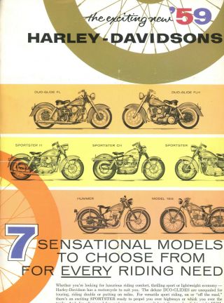 Motorcycle Brochure - 1959 Harley Davidson