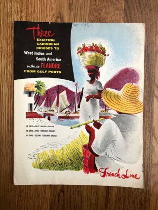 Ss Flandre West Indies & South America Cruise Brochure And Deck Plan