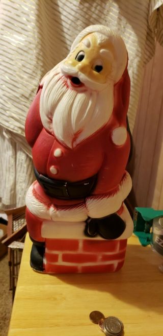 Old Vintage Christmas Santa Claus Chimney Plastic Blow Mold Blowmold 1960s 13 "