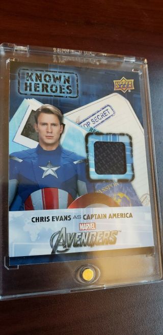 Ud Marvel Civil War " Known Heroes " Chris Evans Captain America Patch Card