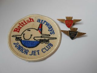 British Airways Junior Jet Club Cloth Patch With Red And Blue Badges 3 Items