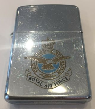 Collectable Zippo Lighter : Royal Air Force : Chrome,  Dated To 1990.