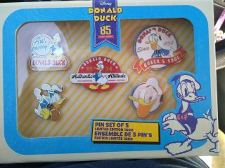 2019 Disney Store Donald Duck 85th Anniversary 5 Pin Set Limited Edition 1600