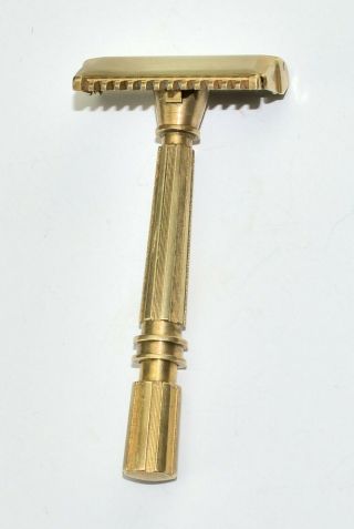 Brass 1930s Gem Micromatic Open Comb Single Edge Razor,  Shape