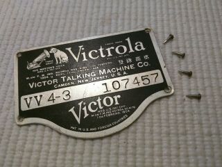 Victrola Victor Talking Machine Model Vv 4 - 3 Machine Id Serial Tag & Brads Nails
