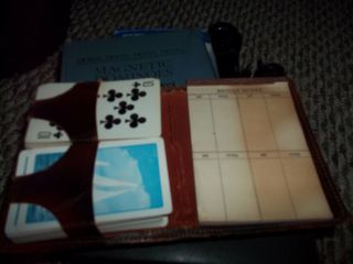 Vintage Bridge Card Game Set In Leather Case