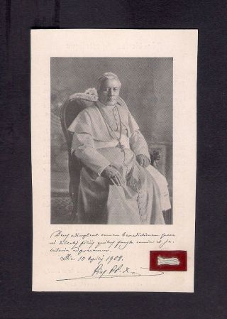 Relic Holy Card 1908 Pius X Pope X