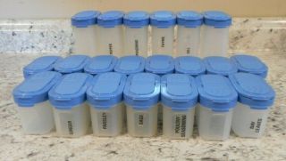 Tupperware Modular Mates Spice Containers Shakers Light Blue Seal 6 Lg 15 Sm