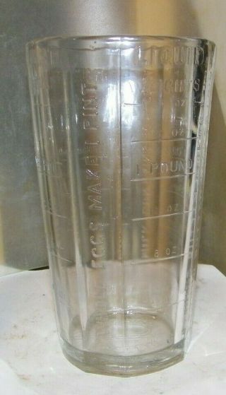 Antique Glass Embossed Jar For Mixer - Silvers Brooklyn 7 " Tall 8 Sided Round