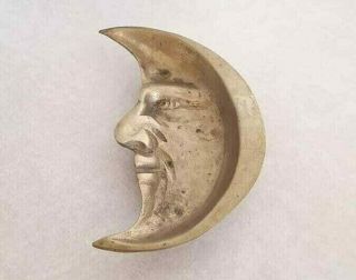 Crescent Moon Ash Tray Brass Man In The Antique Vintage Cigarette Tobacco