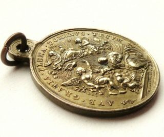MARY w ANGELS & GOD - GORGEOUS RARE 1865 ANTIQUE BRONZE ART MEDAL by ZACCAGNINI 3