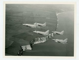 Photograph Of English Electric Lightnings Over White Cliffs Incl Xr762 Xr763
