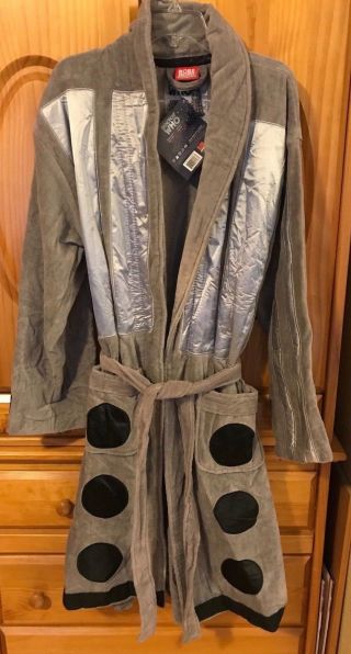 Nwt Doctor Who Silver Dalek Design Terry Cloth Bath Robe Halloween Costume