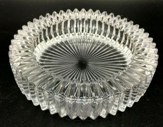 Vintage Heavy Clear Ice Crystal Glass Ashtray Mid Century Modern Barware