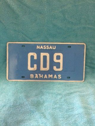 White On Blue Diplomatic Corps Cd9 Authentic Nassau Bahamas License Plate Rare