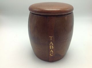 Vintage Leather Covered Porcelain Tobacco Jar Barrel Humidor Tabac England