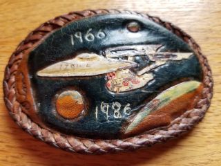1986 Star Trek Tos Leather Belt Buckle Rare And Unique Limited Edition Of 3000