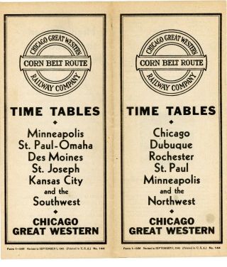 Chicago Great Western Railway System Passenger Time Table No.  144,  Sept 1,  1945