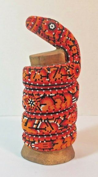 Huichol Art Beaded Snake Sculpture