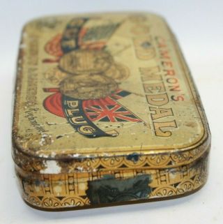 Rare Antique Tobacco Tin - Cameron ' s Gold Medal Cut Plug w/ Message to Bikers 4