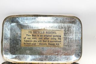 Rare Antique Tobacco Tin - Cameron ' s Gold Medal Cut Plug w/ Message to Bikers 6