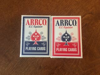 Arrco Playing Cards 2 Deck Set Ohio Made Rare Out Of Print Red Blue
