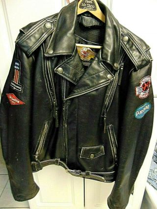 Vintage Harley Davidson Motorcycle Black Xl Leather Jacket Patches $39.  95 No Rsv