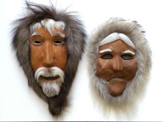 Inuit Museum Quality Masks,  Man And Woman