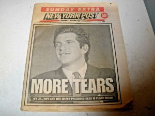 Ny York Post John F Kennedy Jr July 18 1999 Newspaper Final