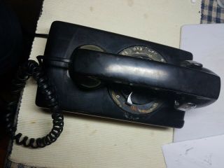 Vintage Black Rotary Dial Wall Phone 1960’s Western Electric.  Bell System.