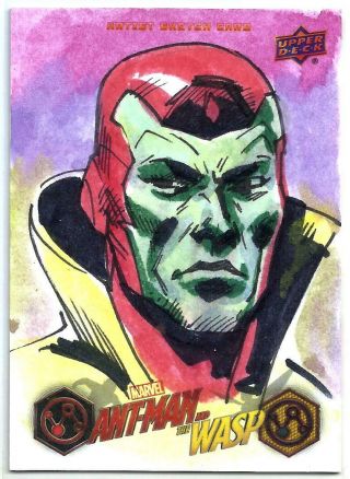 Vision 2018 Ud Marvel Ant - Man And The Wasp Artist Fabian Quintero Sketch 1/1 Sp