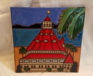Vintage Triton Tile San Diego Hotel Del Coronado Ceramic Painting Hot Plate 6x6