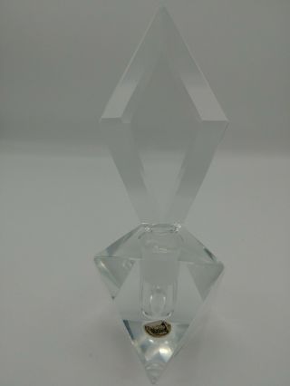 Vintage Art Deco Beveled Hand Cut Glass Crystal Perfume Bottle 7 " H