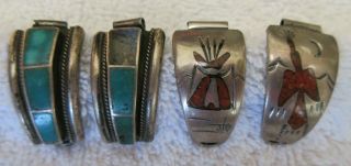 Two Pairs Of Old Navajo Watch Tips - - Nr