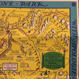 Hysterical Map of Yellowstone Park Jolly Lindgren 1948 Envelope 8