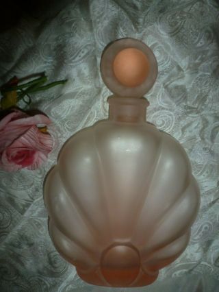 Vintage Sia Swedish moulded large pink glass perfume bottle 3