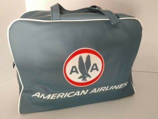 Vintage American Airlines Vinyl Carry On Bag Luggage Tote Retro Purse 1960 