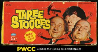 1966 Fleer The 3 Stooges Empty Wax Box,  2ct Wrappers (pwcc)