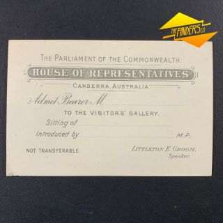 1926 - 1929 Parliament Canberra House Of Representatives Visitors 