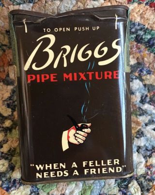 Vintage Briggs Tobacco Vertical Pocket Tin Pipe Mixture Filled Stamps