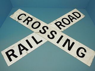 Vintage Aluminum Railroad Crossing Sign 24 " X 4 ",  Train,  Track,  Aged