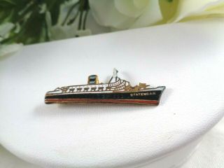 Estate Vintage Enamel 1 3/4 " Statendam Holland America Cruise Ship Pin