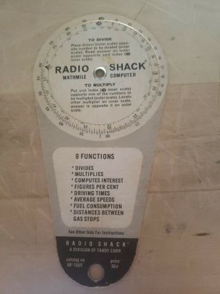 1968 Radio Shack Mathmile Computer Circular Slide Ruler 68 - 1007 Jeppesen