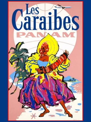 Les Caraibes Pan Am Caribbean Vintage Travel Advertisement Art Poster