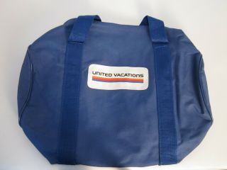 Vintage United Airlines Vacations Blue Duffel Bag Tote Carry On Travel Bag