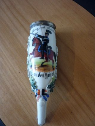 Antique German Porcelain Military Decorated Pipe Dated 1898