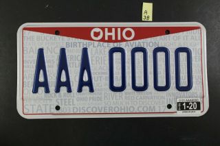Ohio Sample License Plate Aaa - 0000 2020 Sticker Discover Ohio Pride A38