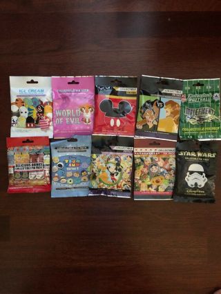 Disney Parks Pins Authentic Mystery Packs 50 Pins 10 Packs