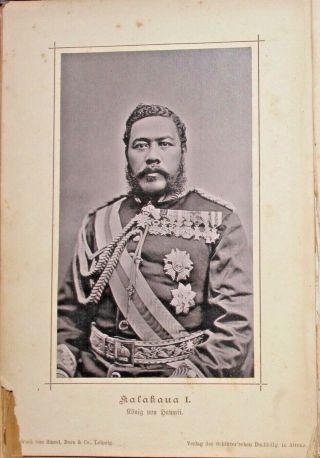 Real 1890 Photo King Kalakaua From German Book Eine Reif Nacht Hawaii Kirchoff